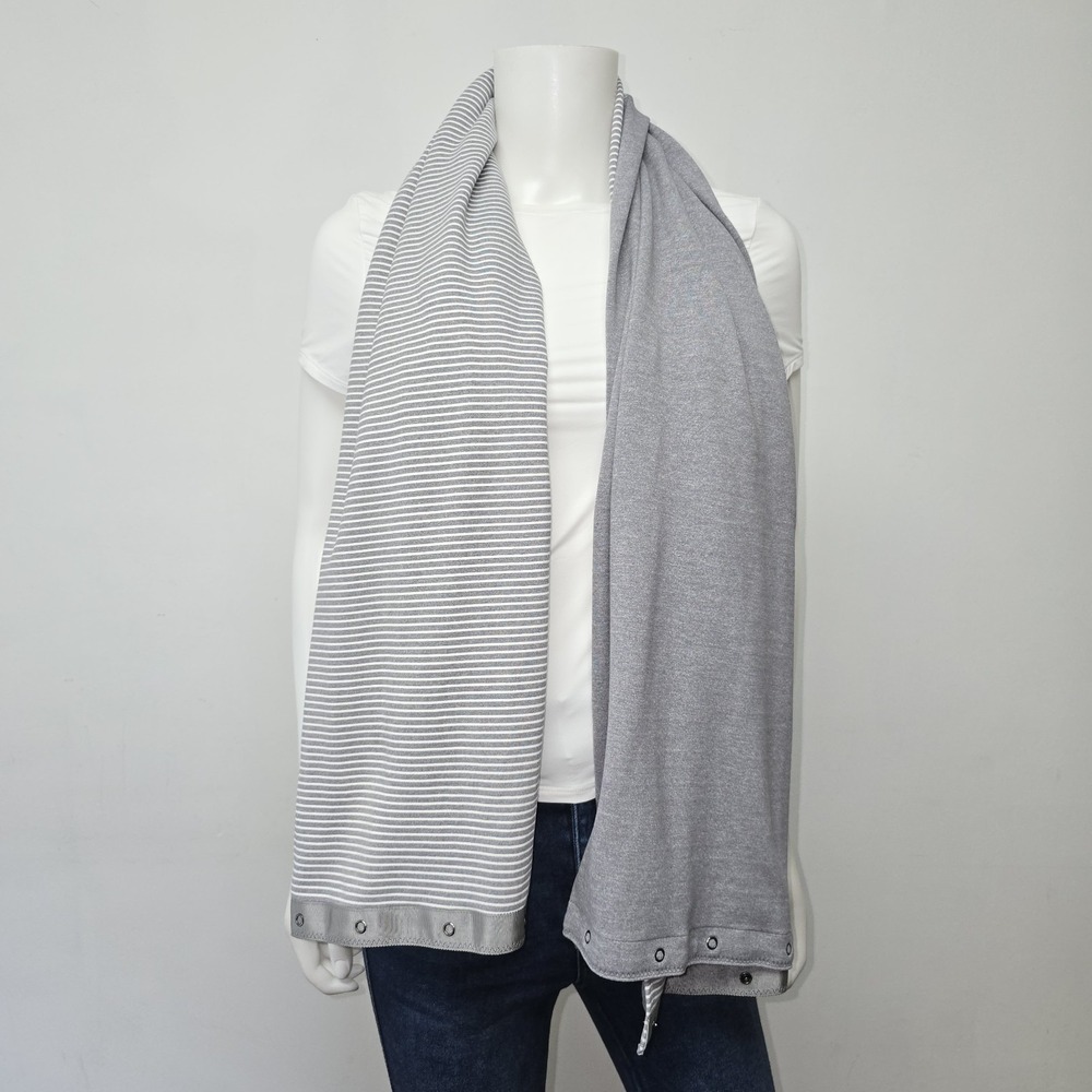 Lululemon Vinyasa Scarf Wrap Infinity Convertible Snap Gray Stripe 58" x 27"